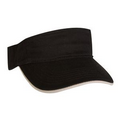 Laundered Chino Twill Visor w/ Contrasting Mock Sandwich Trim (Black/Tan)